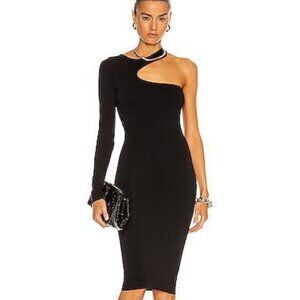 Helmut Lang Cutout Seamless Viscose Midi Dress Black Size XS-S New With Tags